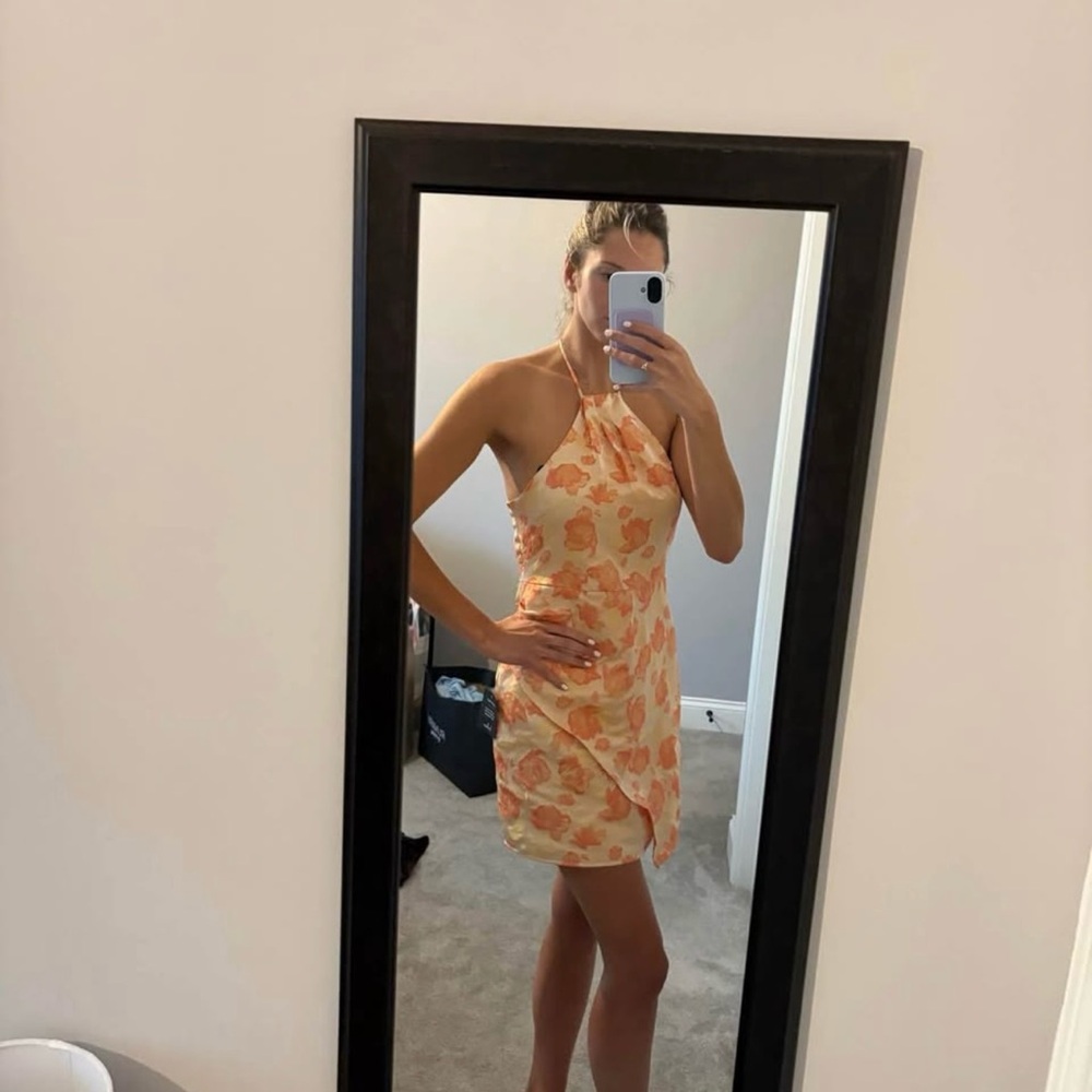Lulu's Orange Halter Mini Sundress